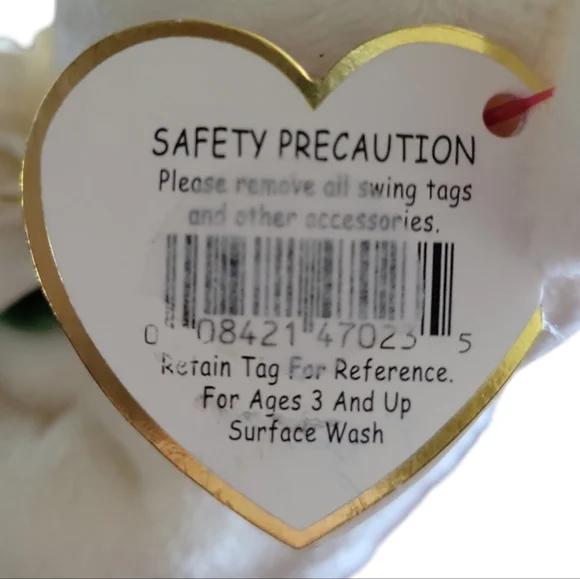 Vtg 05 Ty Beanie Baby DEAR ONE White Bear Floral (Hallmark Gold Crown Excl) 8.5" - Picture 11 of 12